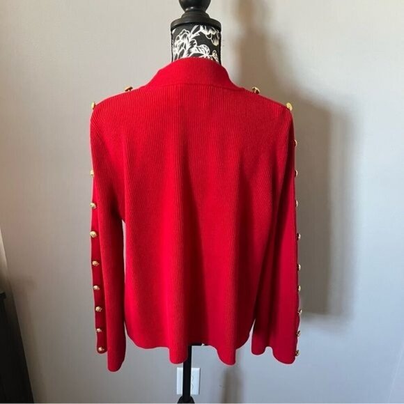 TUCKERNUCK Red Monroe Cashmere Sweater w/Gold Button Accents, EUC - Picture 6 of 7